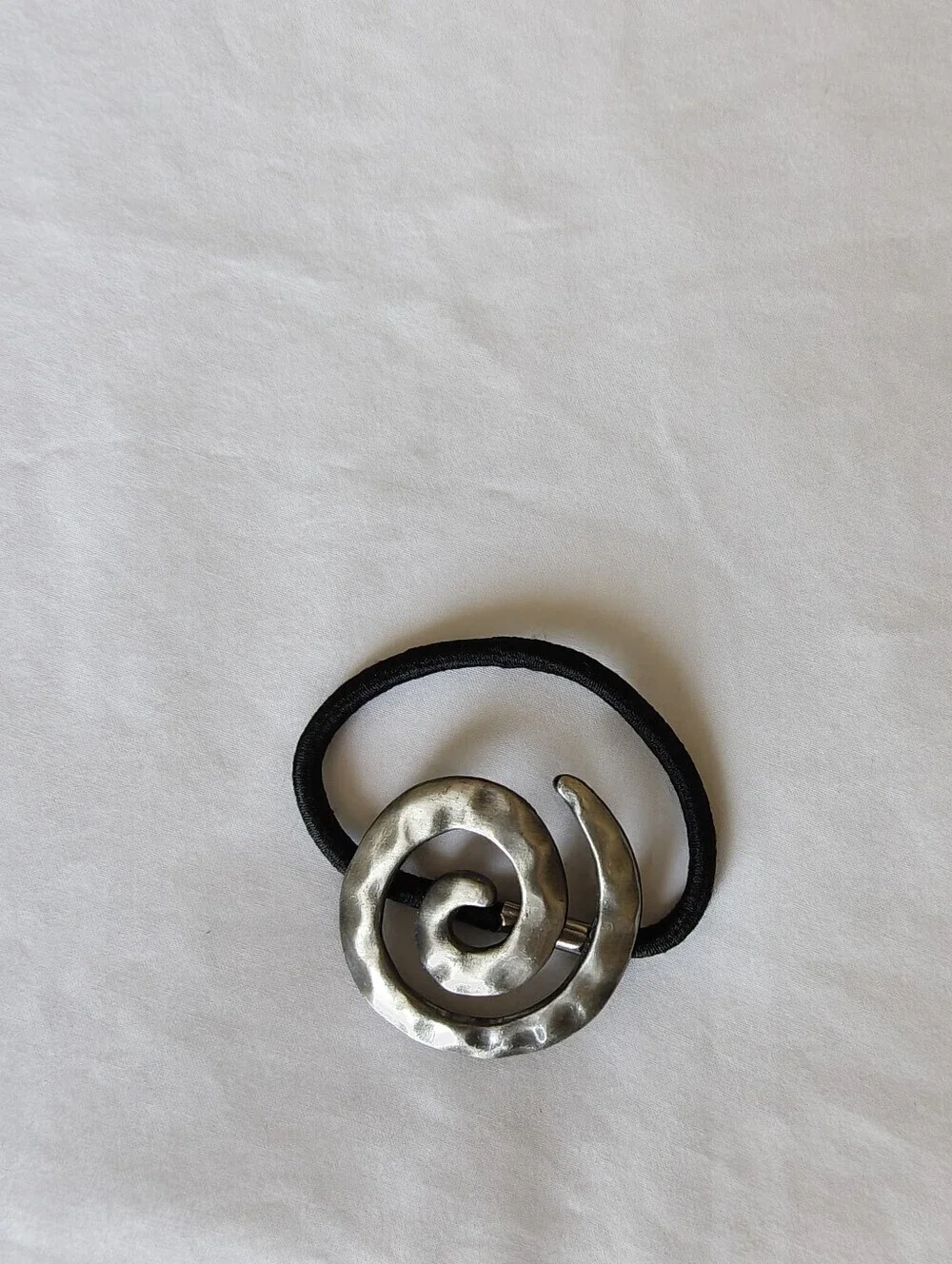 Set Of Three Spiral Hammered Metal Hair Tie - Brown, Gold, Silver